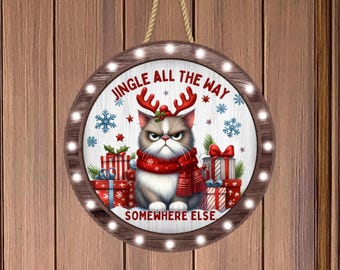 Rund dörrhängare med jingelmotiv, rund katt-sublimeringsdesign, clipart med rund dörrhängare, png, direktnedladdning