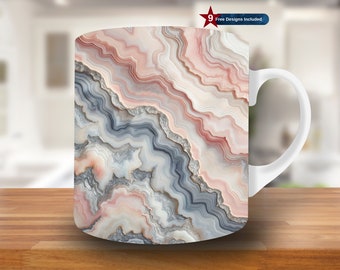 Envoltura de taza de mármol, plantilla de taza de 11 oz y 15 oz, diseño de sublimación de taza de mármol, plantilla de envoltura de taza de café, descarga digital instantánea PNG, color suave