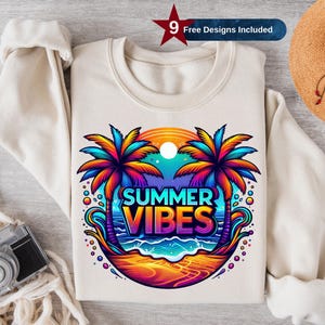 Summer Vibes Png, Sublimation Design,Colorful Summer Clipart,Beach Digital Image, Tropical Png, T-Shirt Design PNG,Instant Download Png, DTF