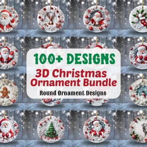 100 Christmas Ornament Bundle PNG, Christmas Sublimation Designs, Christmas Round PNG, 3D Round png, Template Design, Instant Download PNG