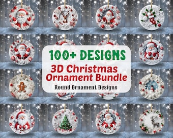 100 Christmas Ornament Bundle PNG, Christmas Sublimation Designs, Christmas Round PNG, 3D Round png, Template Design, Instant Download PNG