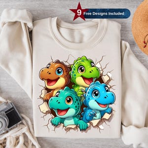 Dinosaures 3D Png, Sublimation, Enfants Png, Clipart dinosaure, Dinosaure mignon Png, Design coloré, Design T-Shirt, Téléchargement numérique Png, DTF