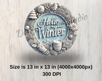 Cartello In Legno Hello Winter Con Corde - Decorazione Invernale Con Alce E Pino Per Porta O Parete - 30 Cm