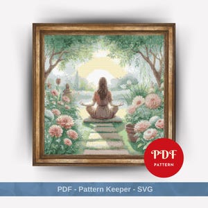 Yoga Girl Cross Stitch Pattern, Female Embroidery Design, Woman Needlepoint Chart, Meditation Cross Stitch PDF Pattern, Instant Download,DIY