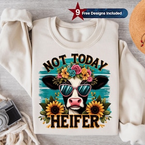 Funny Cow Attitude Png, Sublimation Design, Clipart Png, Not Today Heifer Shirt, Trendy Png, Sarcastic T-Shirt Design, Instant Download, DTF