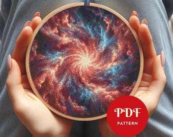 Galaxy Cross Stitch Pattern, Cosmic Space Embroidery Design, Space Needlepoint Chart, Easy Cross Stitch PDF Pattern, Instant Download, DIY