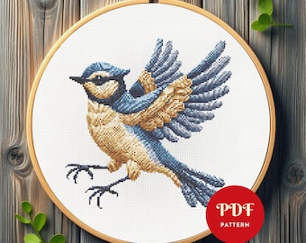 Blue Bird Cross Stitch Pattern, Animal Embroidery Pattern, Bird Embroidery Design,  Cross Stitch PDF Pattern File, Digital download pdf