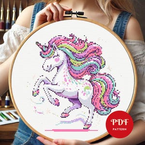 Unicorn Cross Stitch Pattern, Cute Colorful Unicorn Embroidery Pattern, Embroidery Design,Cross Stitch PDF Pattern File,Digital download pdf