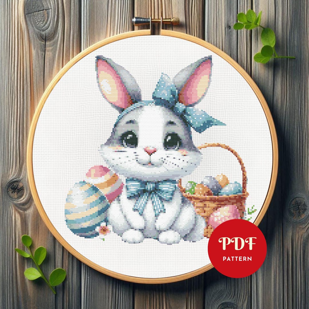 Easter Bunny and Eggs Cross Stitch Pattern,easter Embroidery Pattern ...