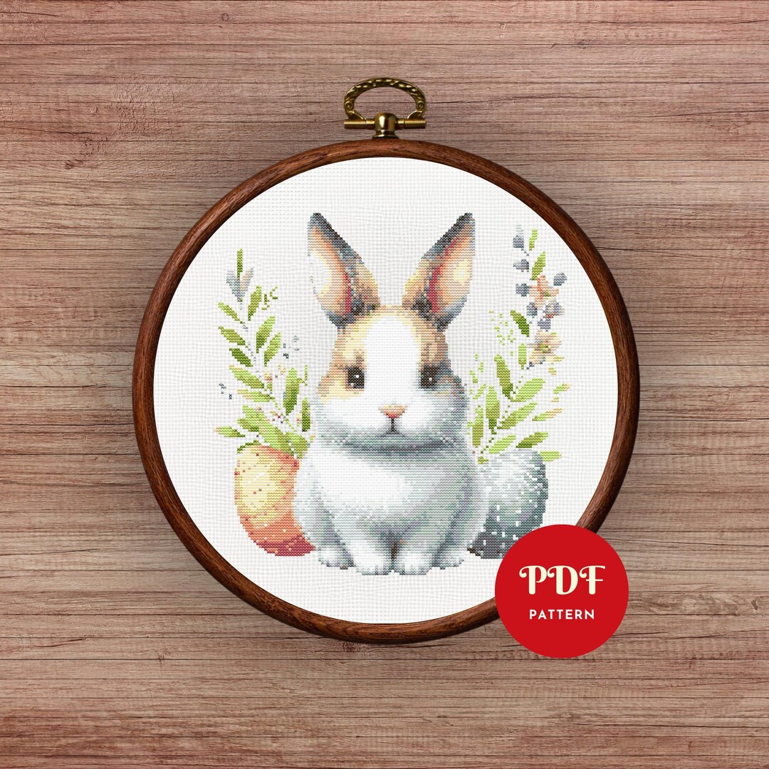 Bunny Cross Stitch Pattern PDF, Spring Easter Rabbit Design (pattern ...