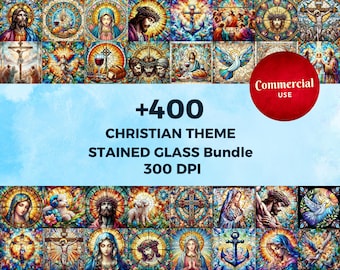 Christian Stained Glass Bundle, High-Resolution, Commercial Use, Stained Glass PNG, Stained Glass Pattern, Faux Stained Glass, paper