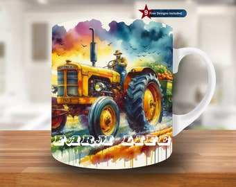 Farm Life Mug Wrap, 11oz & 15oz Mug Template, Mug Sublimation Design, Mug Wrap Template, Instant Digital Download PNG, Inscribed mug