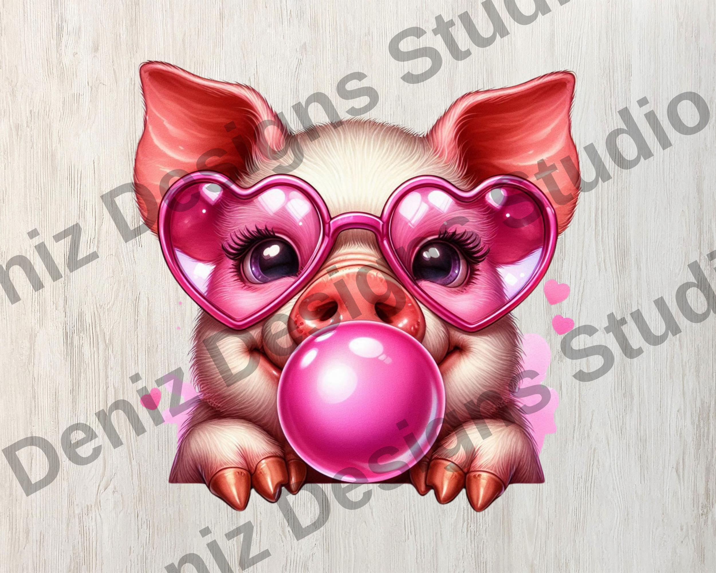 Pig Blowing Raspberry Baby Pig Blowing Bubble Gum Png, Sublimation Design, Animal Clipart ...