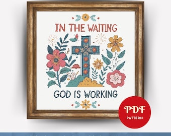 Christian croix point modèle PDF, citation biblique foi broderie (compatible avec Pattern Keeper, téléchargement immédiat)