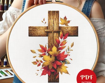 Floral Cross Cross Stitch Pattern, Christian Embroidery Stitch Pattern, Jesus Embroidery, Cross Stitch PDF Pattern File, Digital download