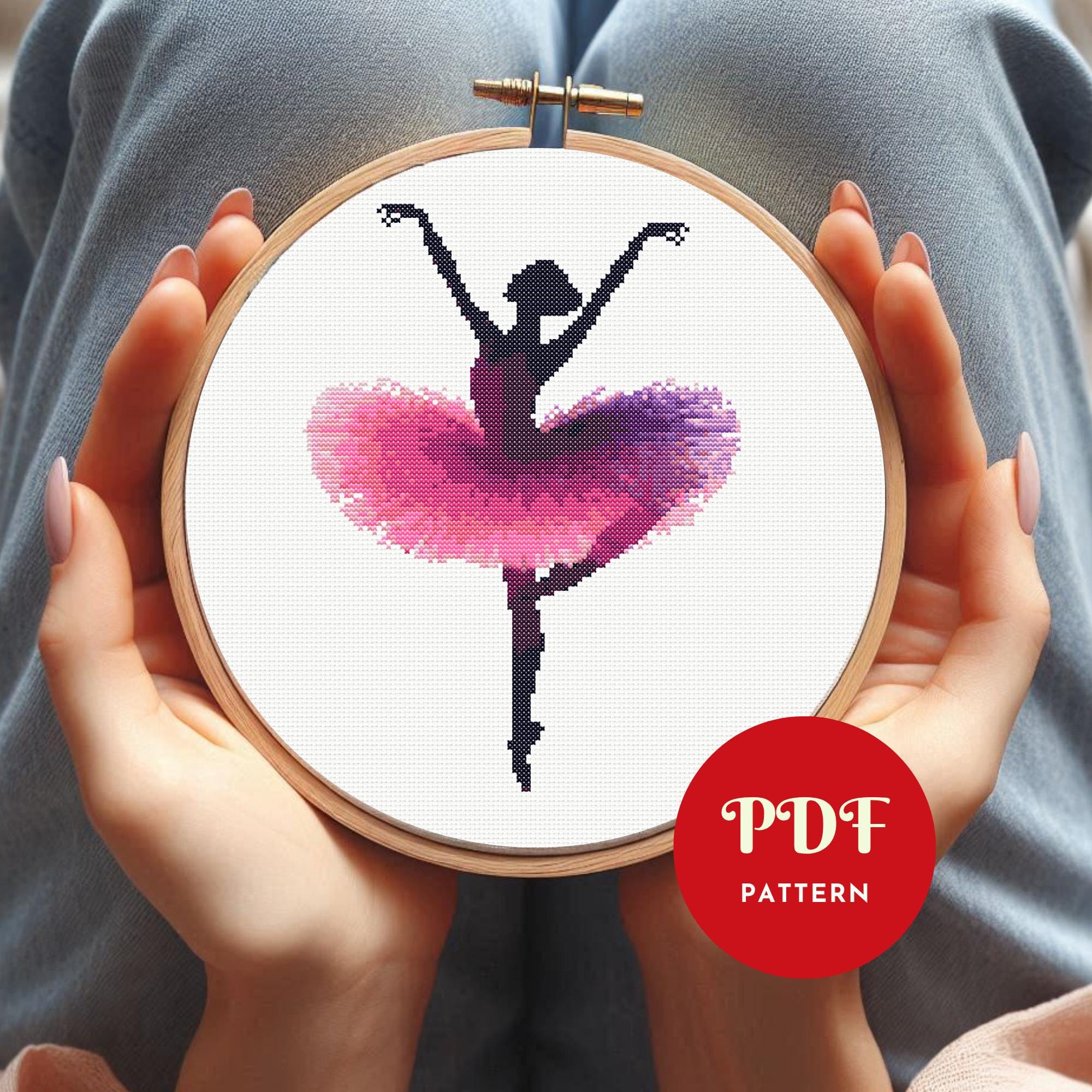 バレリーナクロスステッチパターンPDF、ダンス刺繍（パターンキーパー