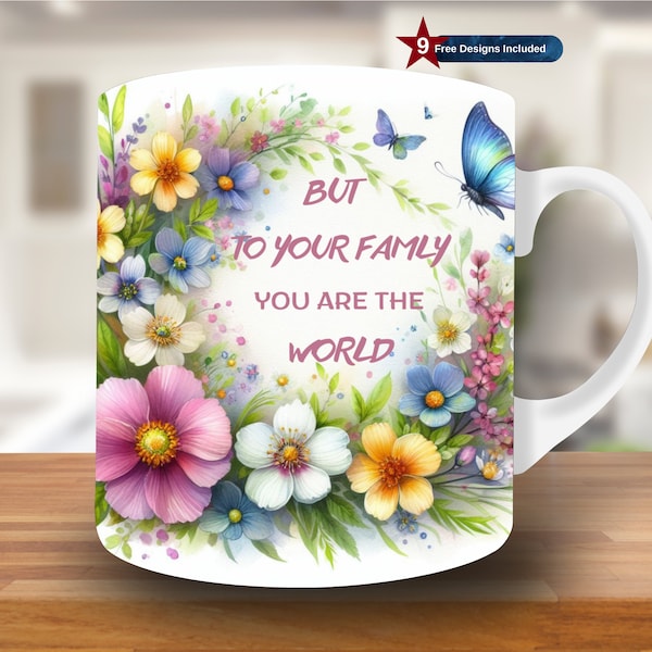 Mother's Day Mug Wrap, 11oz & 15oz Mug Template, Mug Sublimation Design, Mug Wrap Template, Instant Digital Download PNG, mom , baby, gift