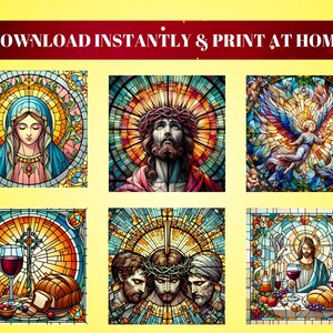 Christian Stained Glass PNG Bundle, High-Resolution (Digital Download) image 2