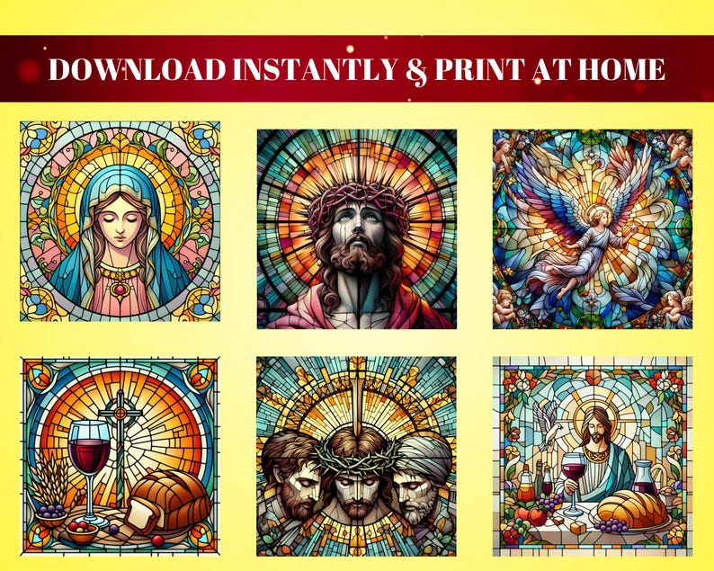 Christian Stained Glass PNG Bundle, High-Resolution (Digital Download) image 2