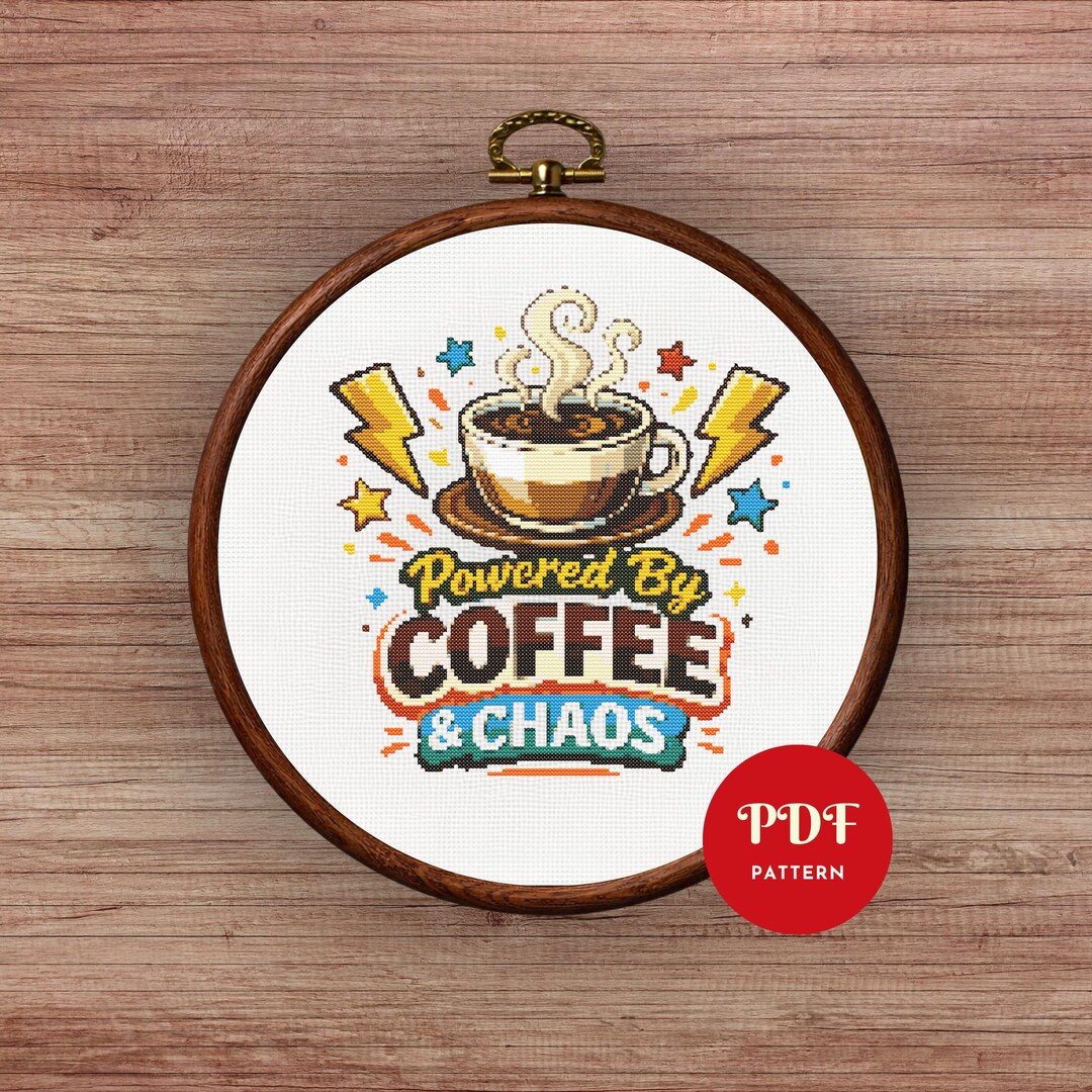 Coffee Quote Cross Stitch Pattern PDF, Funny Caffeine Design (pattern ...