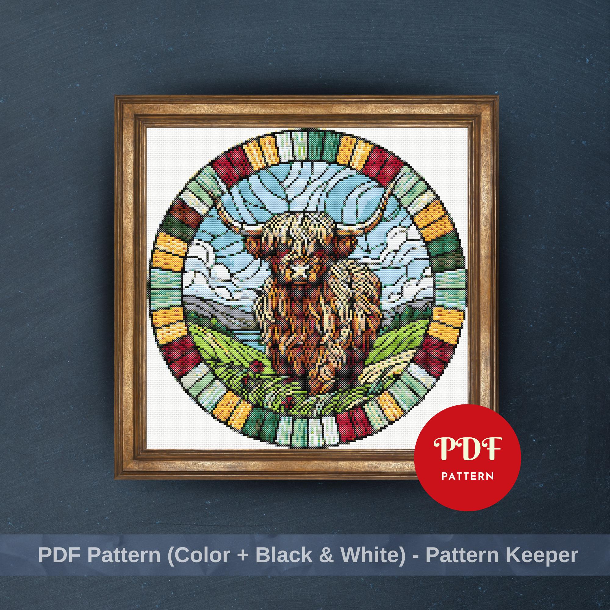Highland Cow Cross Stitch Pattern, Scottish Cattle Embroidery Design ...