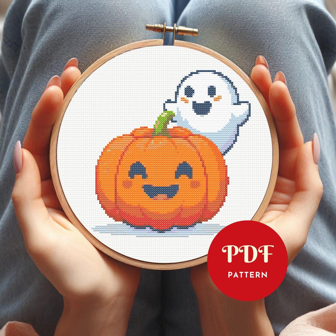 Tiny Halloween Cross Stitch Pattern, Cute Pumpkin Embroidery Design ...