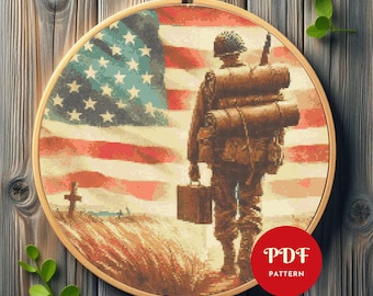アメリカ兵のクロスステッチパターン：愛国的なフルカバレッジ（PDF