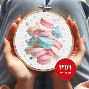 Macarons Cross Stitch Pattern, Sweet Dessert Embroidery Design, Cute Needlepoint Chart, Easy Cross Stitch PDF Pattern, Instant Download, DIY