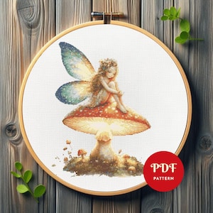 Magical Fairy Cross Stitch Pattern, Mystical Embroidery Design, Fairy Needlepoint Chart, Enchanted Forest Cross Stitch PDF Pattern,DIY