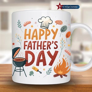 Happy Fathers Day Mug Wrap, 11oz & 15oz Mug Template,Mug Sublimation Design, Father&#39;s Day Mug Wrap Template,Instant Download PNG, bbq mug