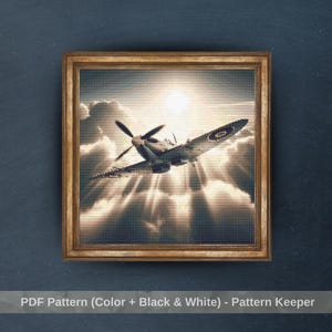 Plane in Clouds Cross Stitch Pattern, Sky Adventure Embroidery Design, Plane Needlepoint, Cross Stitch PDF Pattern File,Digital Download,DIY
