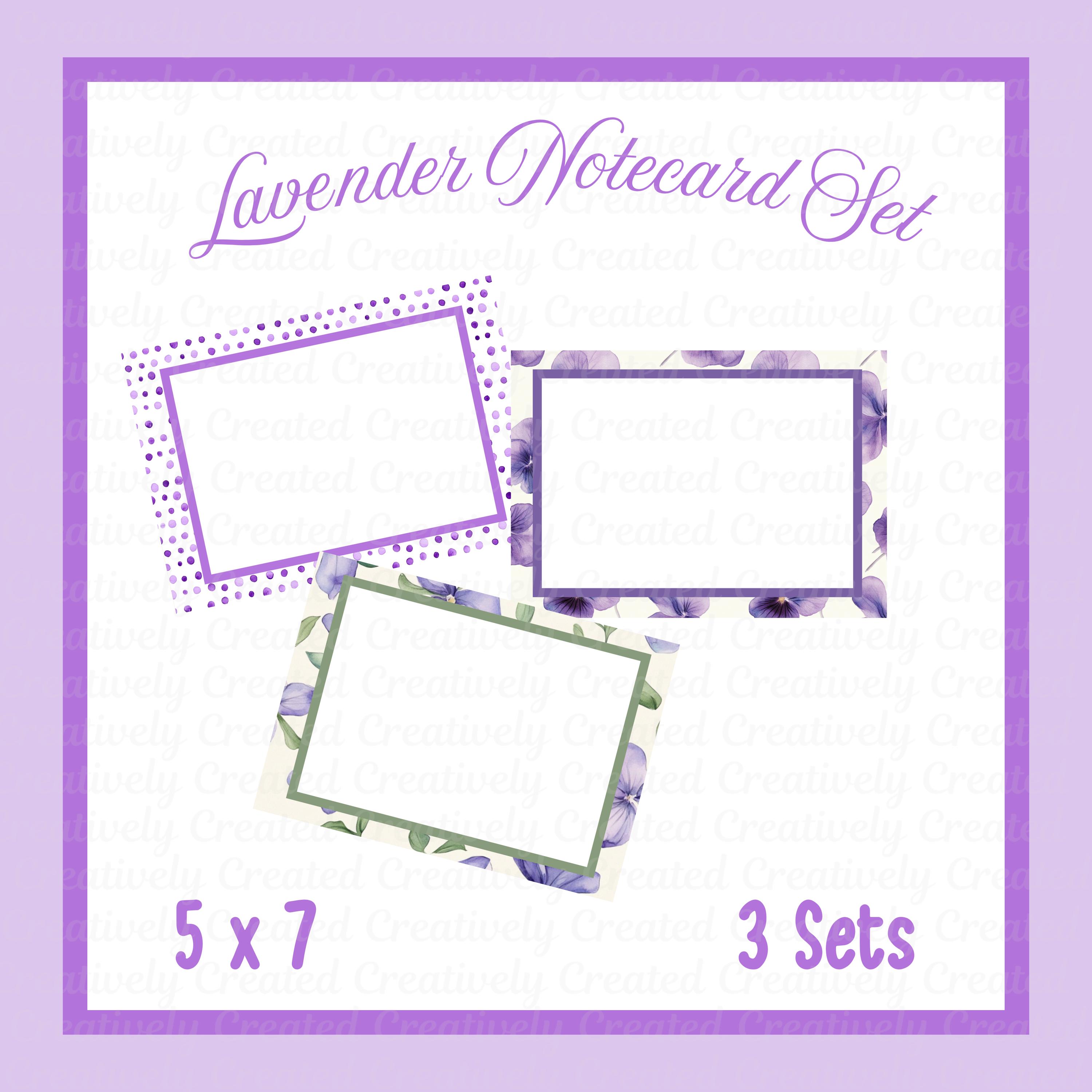 Lavander Note Lavender Floral Notecard Set, Watercolor 5x7 (digital Download) - Etsy