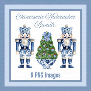 Chinoiserie-notenkrakerbundel, png, clipart, kerstdecor, uitnodigingen, Cricut printen en knippen, sublimatie, aquarel,