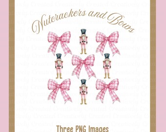 Nutcracker and Bows PNG Clipart, Pastel Christmas (Digital Download)