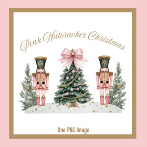 Quebra-nozes e árvore de Natal rosa PNG, clipart festivo com laço rosa, arte digital natalina, convites, cartões de Natal e muito mais!