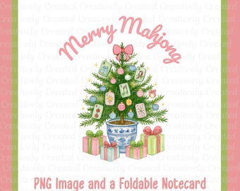 Set PNG de Navidad con diseño de Mahjong, arte navideño para el árbol, para amantes del Mahjong, tarjeta imprimible, descarga instantánea