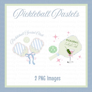 Pastel Pickleball PNG Clipart Set, Pickleball Social Club & Cocktail Club Digital Download, Cute Girly Pickleball, Sublimation, Cricut