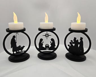 3 Piece Nativity Candle Holder Set