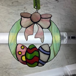 Stained Glass Easter Wreath Window Hang/Suncatcher