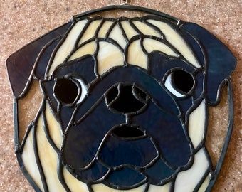 Pug/Dog Stained Glass Window Hang/Suncatcher