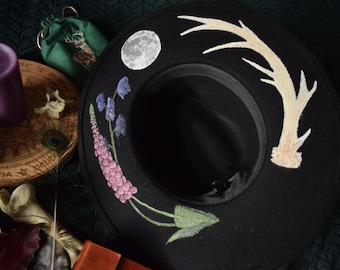 Poisoner's Grove wide-brim hand-painted wool felt fedora hat