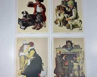 norman rockwell lithograph Set Of Four 5x7