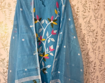 Cotton Jamdani 3 piece suit set