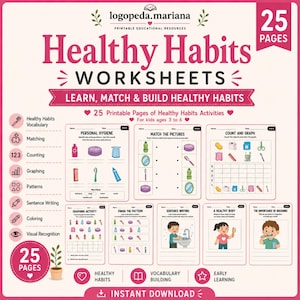 Healthy Habits Worksheets for Preschool | 25 Printable Hygiene & Health Activities | Early Learning PDF