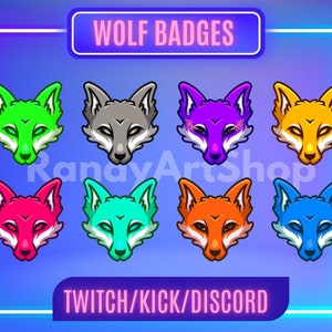 Insignes de loup Twitch | Badges sous-marins et bits | Sous-badges sur le thème du loup | Sous-badges inspirés des animaux | Badges de diffusion, de discorde et de kick.