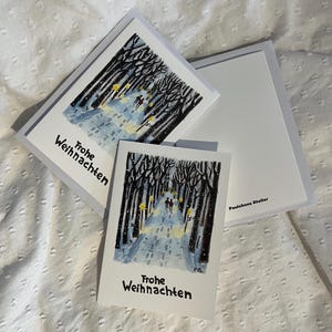 Weihnachtskarte von Pärchen im Schnee von Paulchens Atelier
