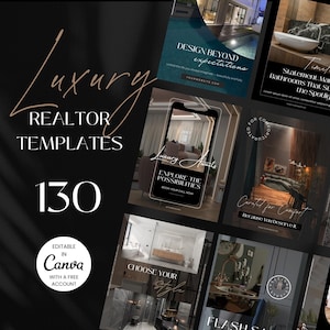 Luxury Real Estate Instagram Templates: Canva Realtor Marketing (Digital Download)