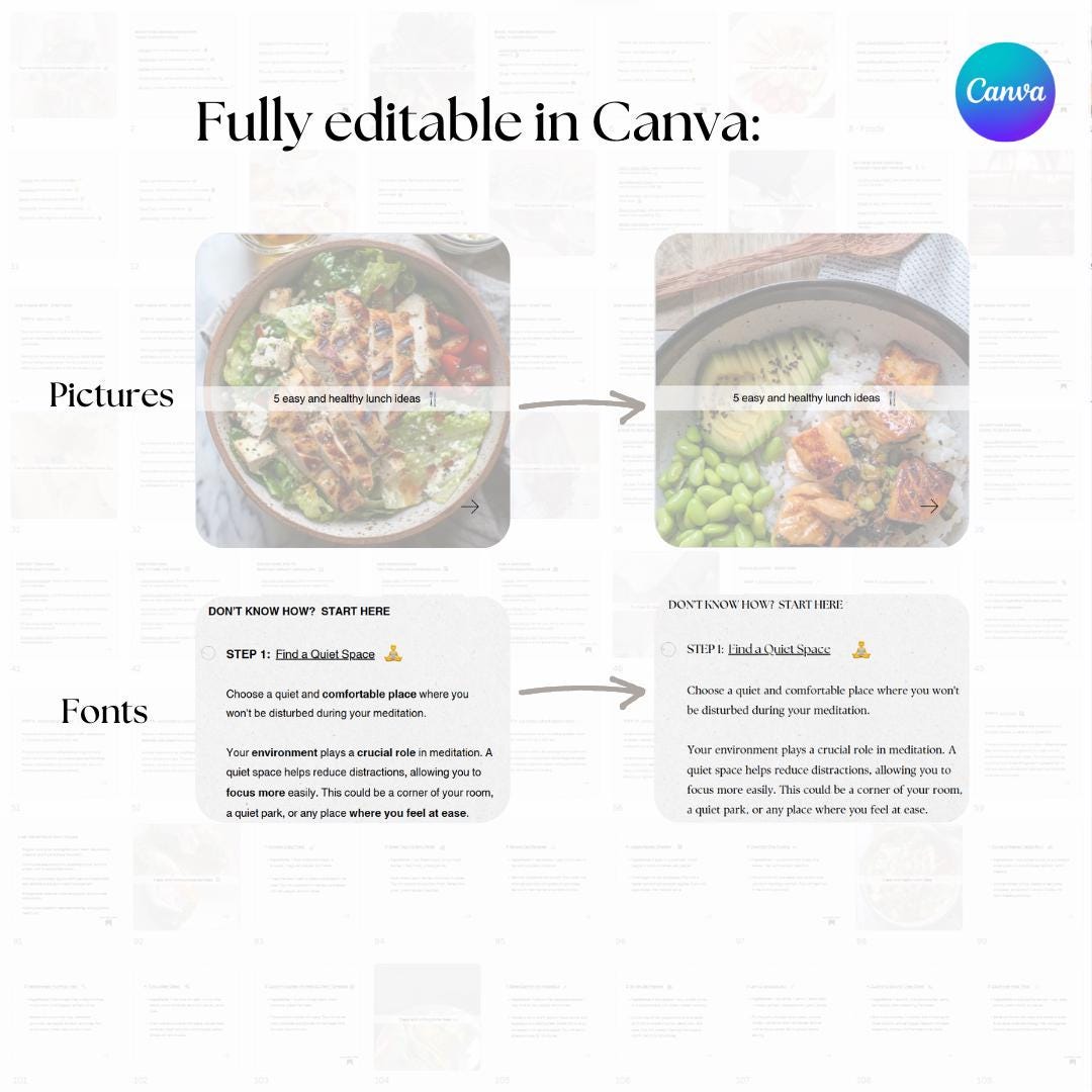 Health Wellness Social Media Carousel Templates Canva Editable Digital ...