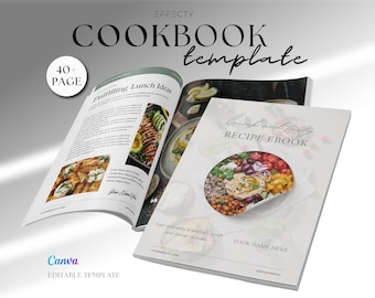Editable Recipe eBook Template: 40-Page Cookbook Design (Canva, Digital Download