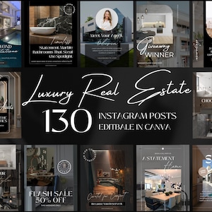 Luxury Real Estate Instagram Templates: Canva Realtor Marketing (Digital Download)